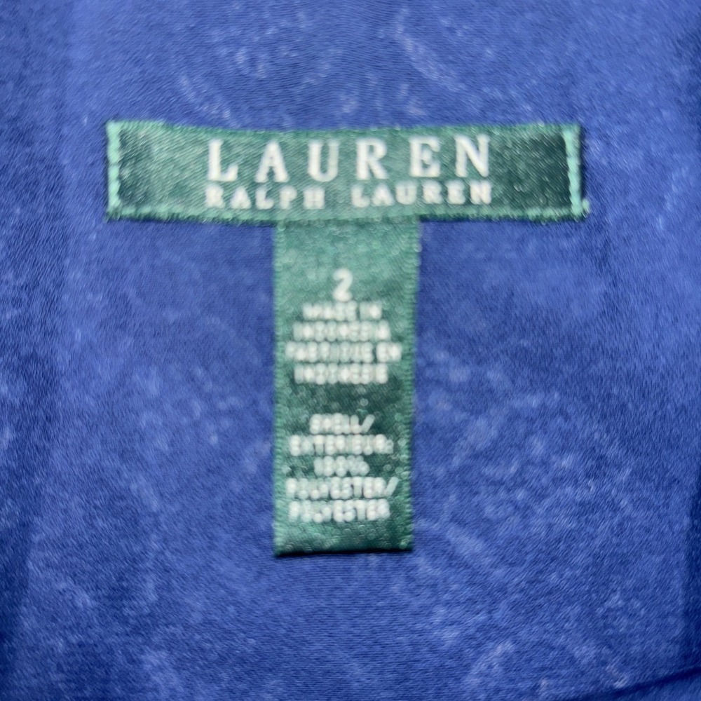 Ralph Lauren Dress Womens Size 2 blue sleeveless pockets ruffle lined - Picture 3 of 9